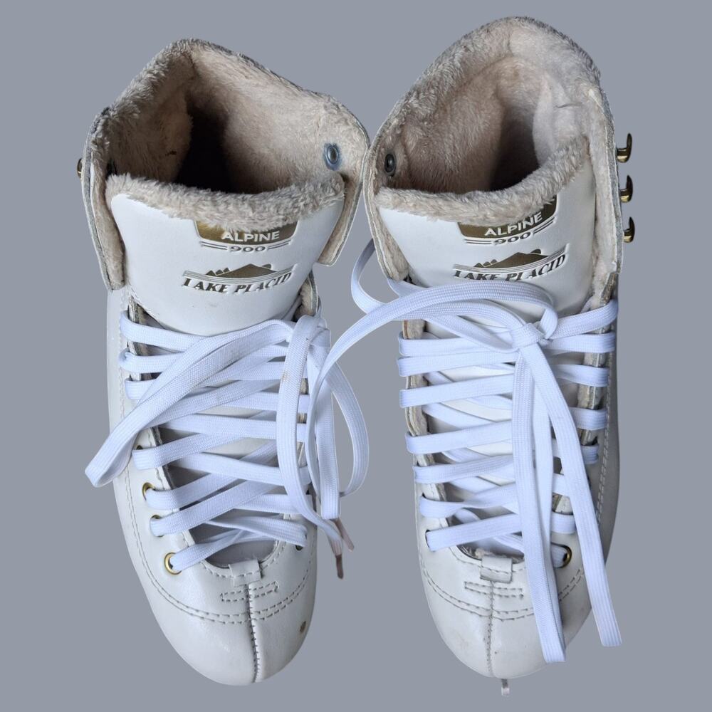 Lake Placid Alpine 900 Women's Ice Figure Skates White Size 6 GS Blades EUC